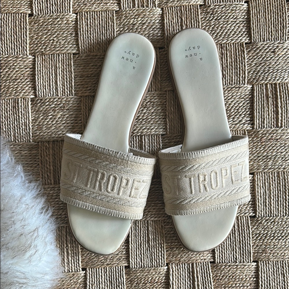 A New Day Cream Slide Sandals Minimalist Design - Picture 2 of 2